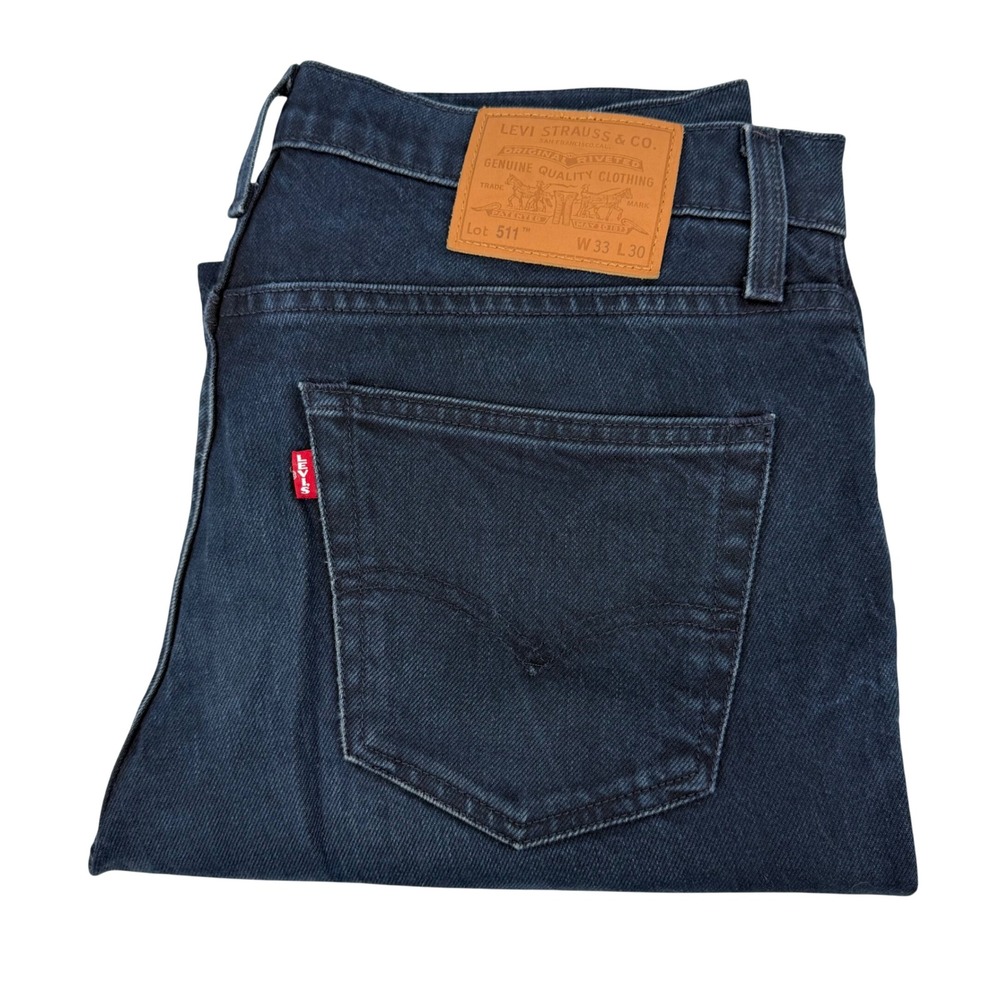 Levi's 511 Slim Fit Jeans Men 33x30 Dark Indigo Excellent Dark Wash Denim
